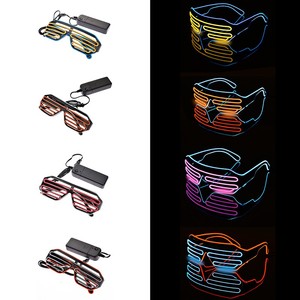 Wholesale 3d activated christmas EL Wire Shutter Shape Glasses Glow led light up Party Glasses - Product Image 4