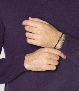 Maglione in filato di Cashmere 100% moda italiana manica lunga con scollo a V lavorato a mano per la fornitura di ODM di colore viola invernale - Product Image 6