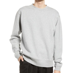 Sudadera y sudaderas con capucha para hombre de gran tamaño en blanco de algodón liso Unisex con cuello redondo y hombros caídos con logotipo personalizado, ropa para hombre - Product Image 1