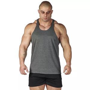 Camiseta de algodón sin mangas con logotipo personalizado para gimnasio, camiseta sin mangas con dobladillo curvo de secado rápido para correr, talla grande, estampado personalizado de punto - Product Image 5