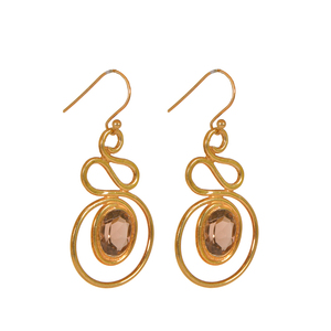 Excelentes pendientes de piedras preciosas de topacio ahumado, joyería chapada en oro indio, pendientes de gancho de plata 925, venta al por mayor, Colección Vintage - Product Image 1