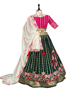 Lehenga Choli en soie Georgette de style indien pakistanais avec broderie lourde et dupatta fantaisie pour femmes, saison des mariages, haute qualité - Product Image 1