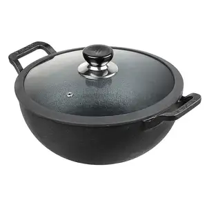 Vinod 레거시 사전 양념 주철 Kadai - 26 Cm Karahi Kadai 냄비 팬 조리기구 냄비