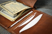 Dompet Kulit Asli Tipis dengan Penjepit Uang, Lipat Dua, Unisex, Praktis & Mudah Dibawa, Untuk Penggunaan Sehari-hari LWT-0046