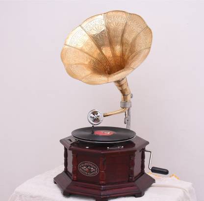 Top Selling Antique Brass and Wooden Gramophone Player for Music and Home Decor