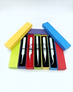 Vente en gros Nouveau 45 & 90 degrés Seaglass Poudre Revêtement Extension de cils Pince à épiler Incurvé Instruments de beauté en acier inoxydable - Product Image 4