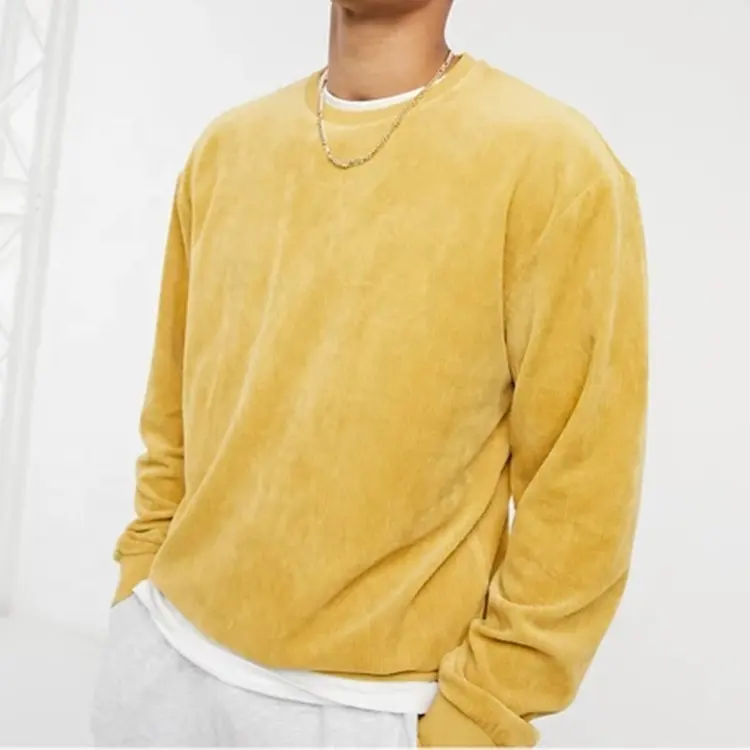 Yellow Blank Sweatshirt Corduroy Sweatshirt No Strings 80% Cotton Good Selling Pull Over Mens Pullover Men High Quality Regular