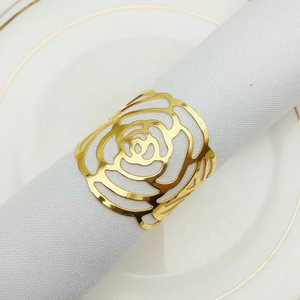 Antique White Jeweled Metal Circle Napkin Ring European Home Table Decor Handmade Zinc Alloy Napkin Rings With Rhinestone Inlaid - Product Image 6