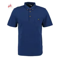 Top Qualité Nouveau Style Personnalisé fait 100% Coton Hommes Polo Bleu T-shirt Avec Poche Frontale et Fronton Bois boutons