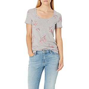 Impression de fleurs 95% viscose 5% élasthanne maillot femme manches courtes encolure dégagée t-shirts respirant - Product Image 4