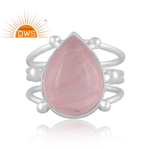 Handmade Design Fine Sterling Silver Natural Rose Quartz Gemstone <b>Statement</b> <b>Ring</b> Jewelry Manufacturer - Product Image 2