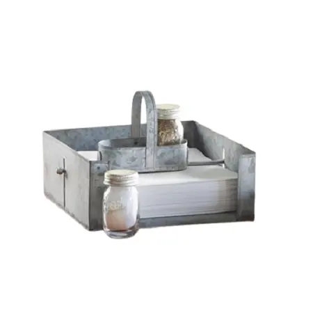 Exclusive Quality Galvanized Salt And Pepper Set With Napkin Holder For Home Hotel Restaurant Usage