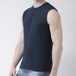 Camiseta sin mangas para hombre, cuello alto, color azul marino, 100% algodón poliéster, verano, logotipo personalizado, precio mayorista 2026 - Product Image 3