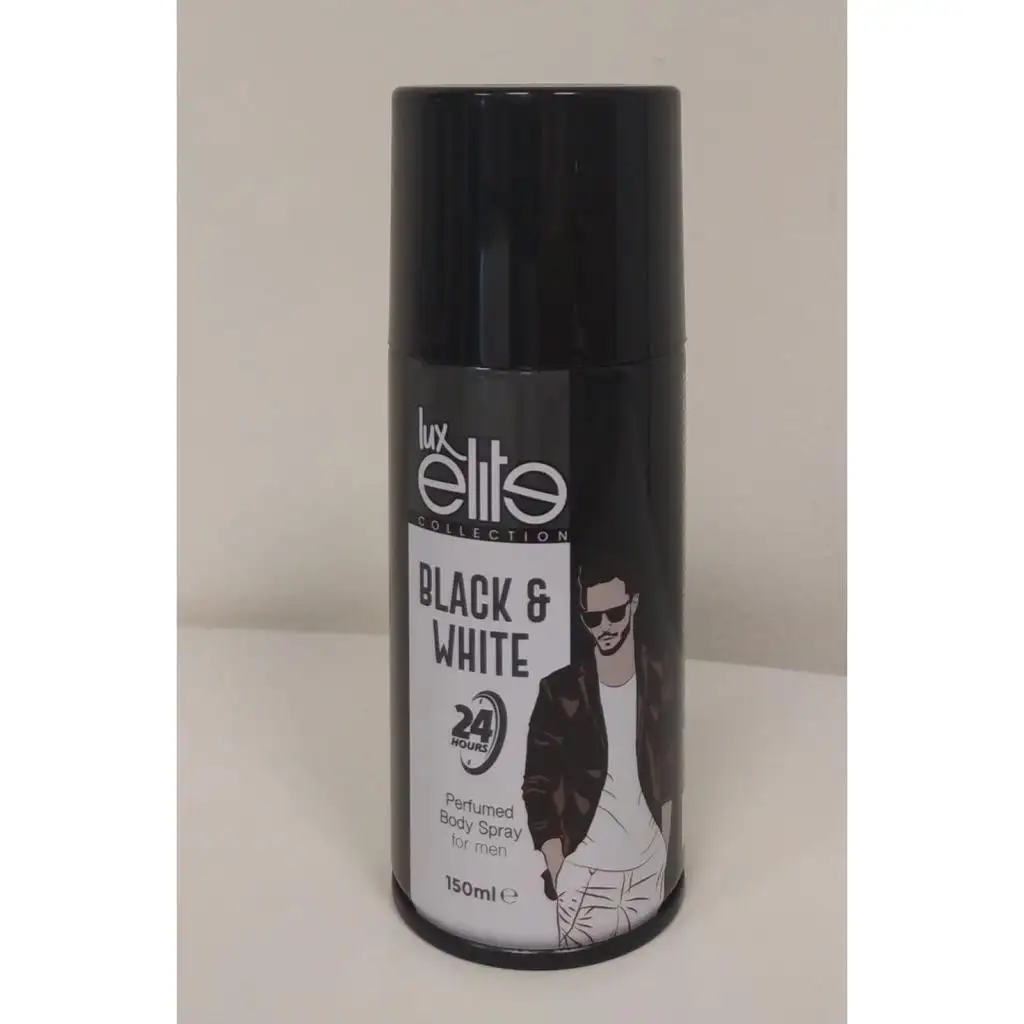 Siyah ve beyaz parfümlü vücut spreyi 150 ml türkiye'de yapılan özel etiket mevcuttur