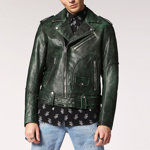 Hot Sale Green Vintage Motorcycle Biker <b>Jacket</b> Unisex <b>Leather</b> <b>Jacket</b> Men Women <b>Retro</b> Riding Outerwear - Product Image 1