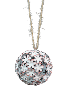 Bola de METAL con diseño de flores para Navidad, ornamento colgante de alta calidad, decoración de árbol de Navidad - Product Image 1