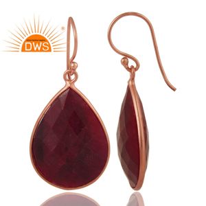 ต่างหูพลอยทับทิมสุดหรู เครื่องประดับเงินแท้ 925 ชุบทองคำสีกุหลาบ ต่างหูแบบห้อย คอลเลคชั่นคลาสสิก - Product Image 2