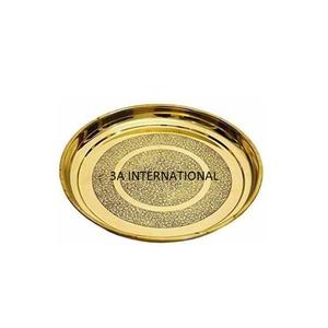 Plateau de service alimentaire forme ronde plateau de cuisine décoratif assiette de serveur de nourriture plaqué or assiettes de chargeur sculptées à la main - Product Image 1