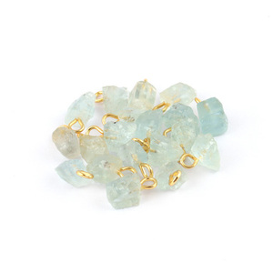 Eautiful-conector de piedra de Aguamarina en bruto natural, piedra de nacimiento de piedra preciosa chapada en oro/plata, hecho a medida - Product Image 5