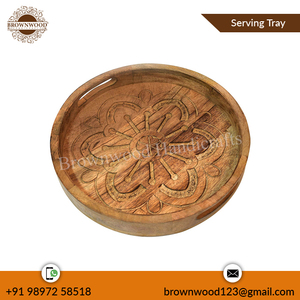 Plateau de service en bois de manguier sculpté à la main de haute qualité plateau de décoration en bois vente chaude pour table à manger de cuisine à faible quantité minimale de commande - Product Image 3