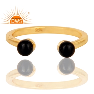 <b>Open</b> Band <b>Ring</b> Jewelry Manufacturer Amazing Black Onyx Gemstone <b>Ring</b> 14k Gold Plated 925 Silver Jewelry Wholesaler - Product Image 2