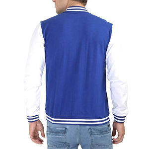 Chaqueta con Logo personalizado para hombre y mujer, chaqueta unisex de talla grande con mangas de cuero y estilo Bomber, venta al por mayor - Product Image 3