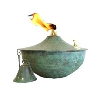 Lampe à huile Tiki en laiton massif, torche Tiki de forme ronde de meilleure qualité avec reniflard à un prix abordable