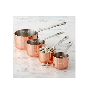 Tasse à mesurer en cuivre avec poignées en laiton Tasse à mesurer pour ustensiles de cuisine de taille personnalisée de qualité supérieure en Inde - Product Image 6
