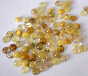 แร่ทองคำธรรมชาติควอตซ์4มม. ถึง8มม. กลม Cabochon-หลวมทอง Rutile ควอตซ์คุณภาพสูงสุด - Product Image 1