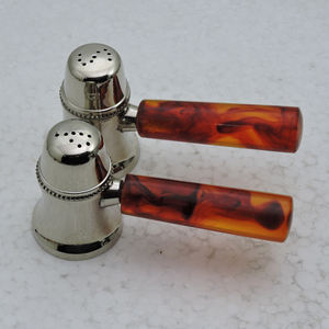 Laiton avec placage d'argent et poignée en bois et résine styliste taille personnalisée sel et poivre pour accessoires de cuisine de table - Product Image 6
