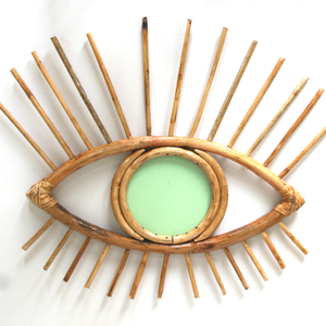 Miroir en rotin naturel contre le mauvais œil, miroir en rotin tressé à la main, miroir en saule, décoration intérieure, design personnalisé +84947900124 - Product Image 4