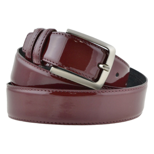 Cintura in pelle di vitello bordeaux lucida realizzata in Italia da 3.5cm/1,38 pollici di altezza stile privato in stile 6 pezzi - Product Image 1