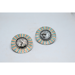 Meenakari-pendientes de tuerca redondos de latón para niñas y mujeres, accesorio de moda, al por mayor - Product Image 1