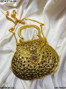 Designer Golden Brass <b>Clutch</b> <b>Bag</b> | Handmade Bridal Evening Ladies <b>Wedding</b> Golden Brass <b>Clutches</b> - Product Image 3