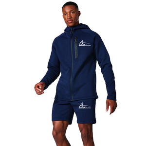 Sweat à capuche avec Double fermeture éclair pour homme, short sweat-shirt, couleur bleu marine, tenue décontractée, offre spéciale, collection 2020 - Product Image 3