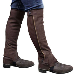 Original sur mesure Amara cuir véritable côtelé mince mollet femmes confortable demi-chaps élastique pour l'équitation - Product Image 1