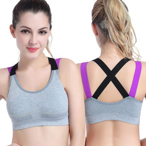 Sujetador deportivo acolchado inalámbrico con tirantes cruzados XL para mujer, Sujetador deportivo corto sin espalda con bonitos conjuntos de talla grande - Product Image 6