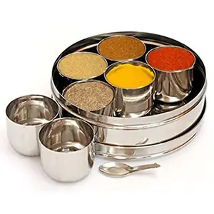 King Wadah MASALA STAINLESS STEEL, Wadah (Kotak Bumbu/Kaleng/Wadah) dengan Tutup Dalam Lihat