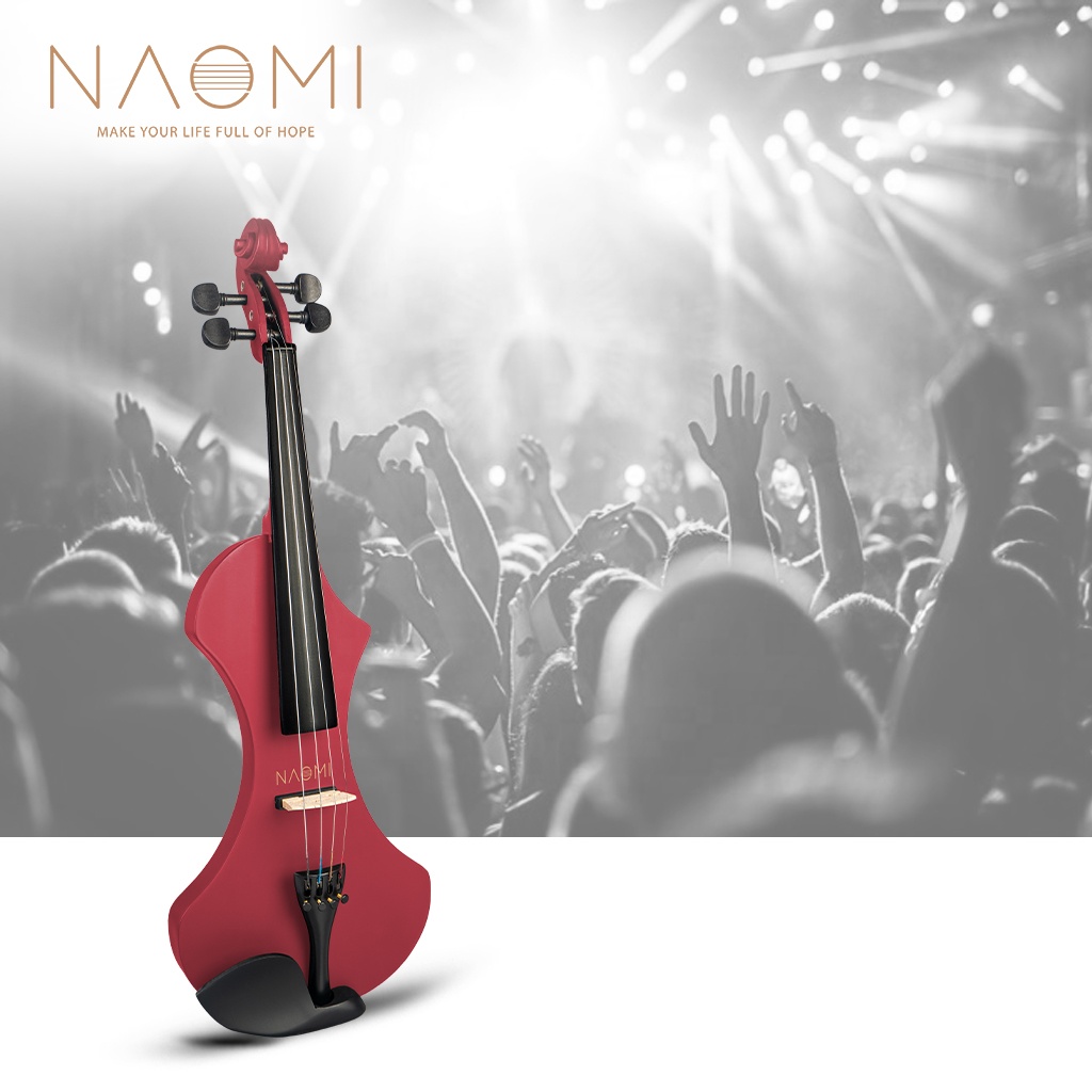 Violon électrique NAOMI V1 4/4 - Corps Bois Sculpté Main, Archet Bois Brésil, Sortie Casque, étui Rigide Inclus