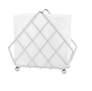 Porte-serviettes en métal élégant finition argentée Design tendance parfait pour le rangement élégant des mouchoirs de table Décoration de salle à manger à la maison - Product Image 1