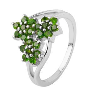 Bague en argent vintage cluster, incrustation de zircon diopside en or rhodié, idée cadeau de fiançailles parfaite pour anniversaire de mariage - Product Image 1