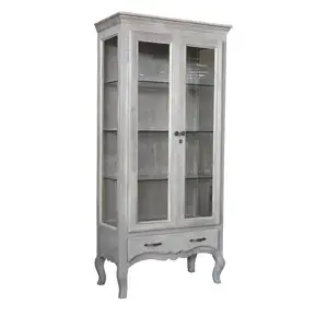 现代奢华复古仿古皇家客厅木制标准展示柜落水箱和玻璃门