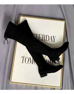 Yeni varış moda bayanlar streç diz üzerinde yüksek topuklar süet kış kadın uyluk yüksek çizmeler - Product Image 4