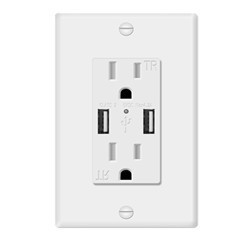 Keygma USA tiêu chuẩn thông minh chip thông minh <span class=keywords><strong>USB</strong></span> ổ cắm 2 cổng 5V 4.2A tường cắm Outlet - Product Image 3