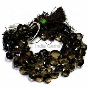 Cuentas de piedras preciosas sueltas facetadas con forma de corazón de cuarzo ahumado de alta calidad, precio mayorista por hebra para hacer joyas de alta gama - Product Image 3