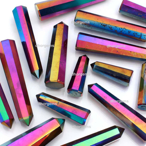 Ensemble de cristaux Aura arc-en-ciel en gros avec pointe de tour en quartz |   Collier en quartz ange et pierres chaton, et tube de cristal d'aura pour la guérison - Product Image 5