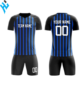 Maillot de football personnalisé unisexe bleu noir camouflage sublimé anti-humidité à manches courtes col classique élastique - Product Image 2