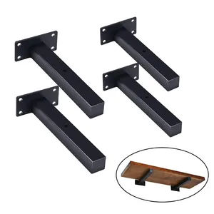 Square Tube Wall Shelf Bracket Partition Load-Bearing Shelf Support Wrought Iron Bookshelf Wood Metal Support Concealed Shelves