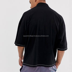 Aproms — chemise ample à épaule dénudée pour hommes, vêtements de luxe, en coton, coupe ample, surdimensionnée, avec poche à points ouverts, collection - Product Image 2