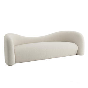 Ensemble de canapés en tissu crème incurvé pour salon moderne et décontracté - Product Image 3